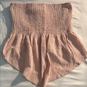 Women's Cream Smocked Shorts